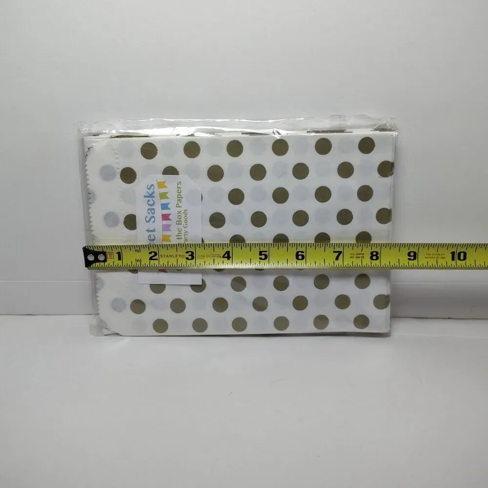 White Gold Paper Goodie Bags Party Supplies Assorted Patterns 2- 48 Count Packs